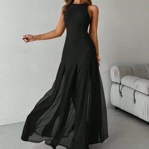 Black Elegant Chic Women's Sleeveless Maxi Dress